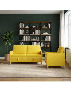 Set di Divani con Storage 2 pcs Giallo Chiaro Poliestere