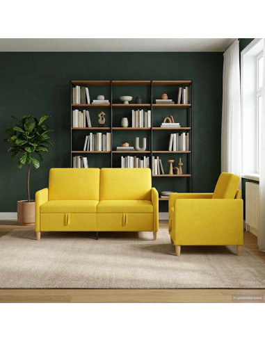Set di Divani con Storage 2 pcs Giallo Chiaro Poliestere
