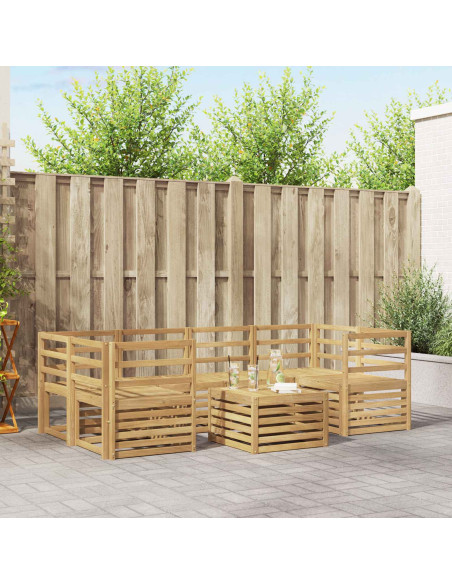 Set di divani da esterno 7 pcs Bianco Legno di Acacia Massello