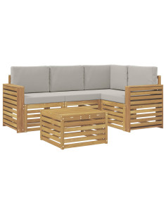 Set di divani da esterno 5 pcs Bianco e Grigio Chiaro 2