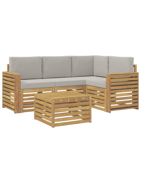 Set di divani da esterno 5 pcs Bianco e Grigio Chiaro