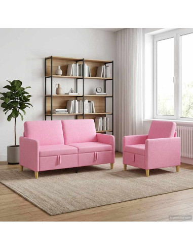 Set di Divani con Storage 2 pcs Rosa Poliestere