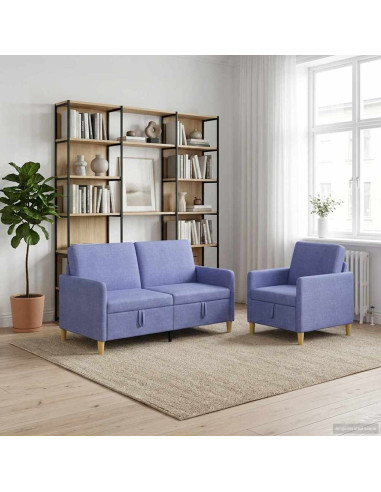 Set di Divani con Storage 2 pcs Blu jeans Poliestere