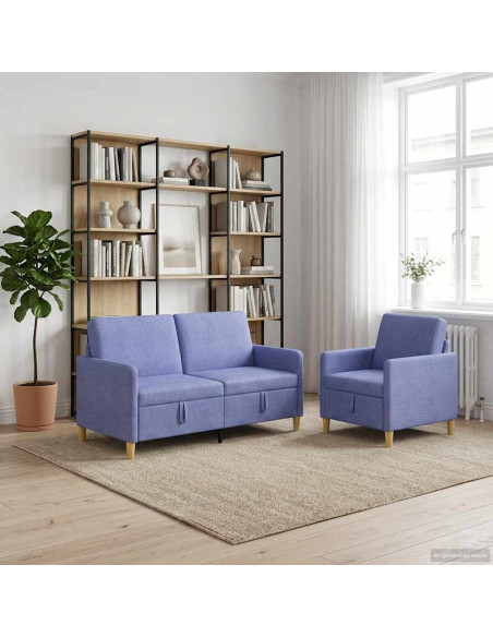 Set di Divani con Storage 2 pcs Blu jeans Poliestere