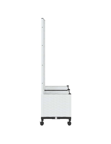 Vaso da giardino con grigliato e ruote Bianco 80 x 40 x 146 cm