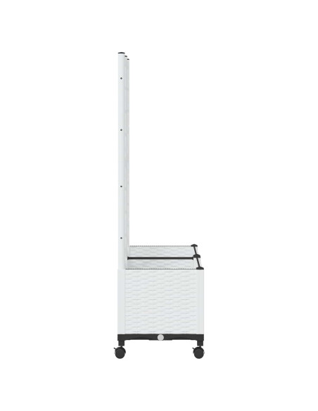 Vaso da giardino con grigliato e ruote Bianco 80 x 40 x 146 cm