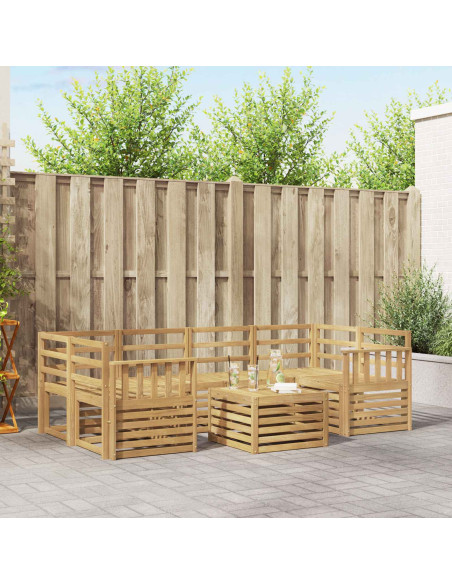 Set di divani da esterno 7 pcs Bianco Legno di Acacia Massello