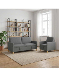 Set di Divani con Storage 2 pcs Grigio Scuro Poliestere
