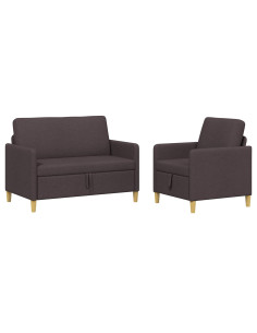 Set di Divani con Storage 2 pcs Marrone Scuro Poliestere 2