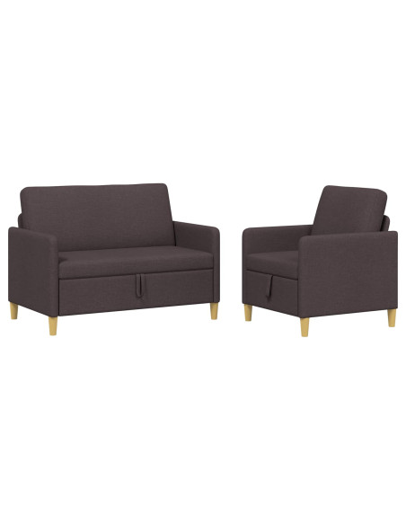 Set di Divani con Storage 2 pcs Marrone Scuro Poliestere