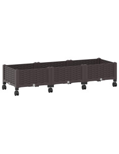 Vaso da Giardino con Ruote Marrone 120 x 40 x 29 cm PP 2