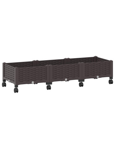 Vaso da Giardino con Ruote Marrone 120 x 40 x 29 cm PP