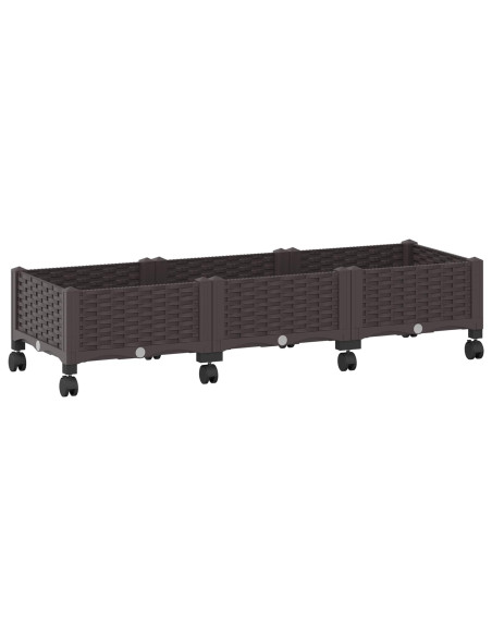 Vaso da Giardino con Ruote Marrone 120 x 40 x 29 cm PP