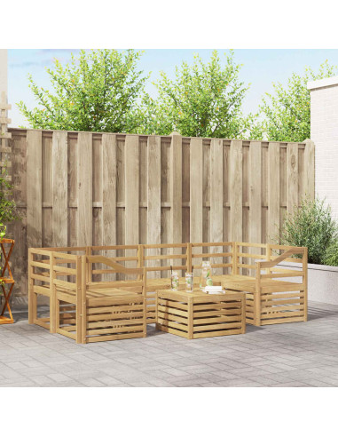 Set di divani da esterno 7 pcs Bianco Legno di Acacia Massello
