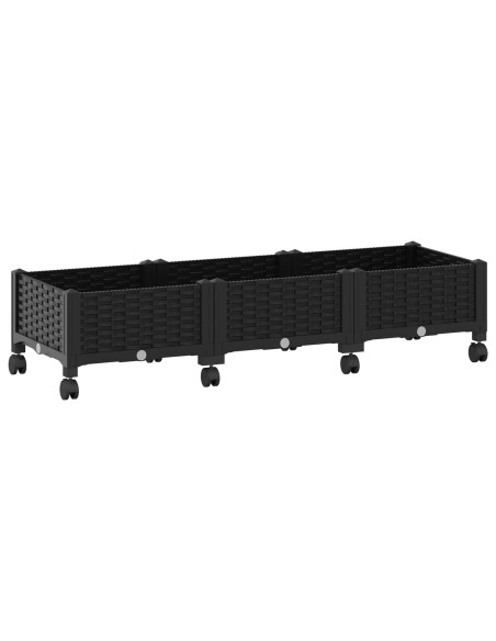 Vaso da Giardino con Ruote Nero 120 x 40 x 29 cm PP