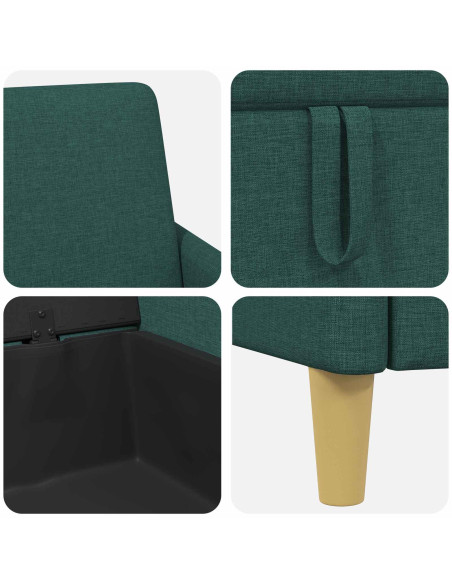 Set di Divani con Storage 2 pcs Verde Scuro Poliestere