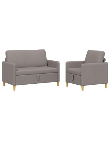 Set di Divani con Storage 2 pcs Tortora Poliestere
