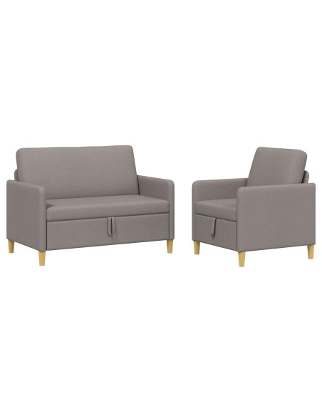 Set di Divani con Storage 2 pcs Tortora Poliestere