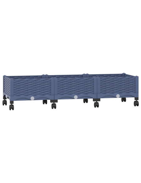 Vaso da Giardino con Ruote Blu Grigio 120 x 40 x 33 cm PP