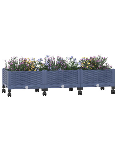 Vaso da Giardino con Ruote Blu Grigio 120 x 40 x 33 cm PP