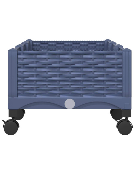 Vaso da Giardino con Ruote Blu Grigio 120 x 40 x 33 cm PP