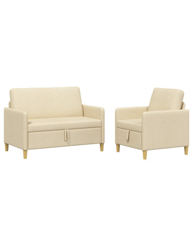 Set di Divani con Storage 2 pcs Crema Poliestere