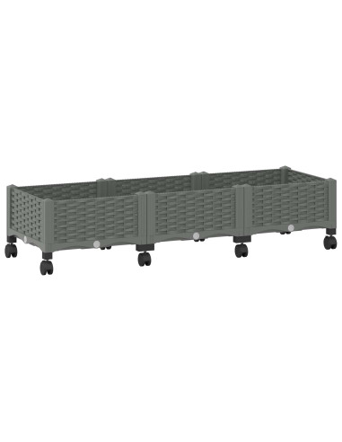 Vaso da Giardino con Ruote Grigio Chiaro 120 x 40 x 33 cm PP