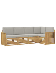 Set di divani da esterno 5 pcs Bianco e Grigio Chiaro 2