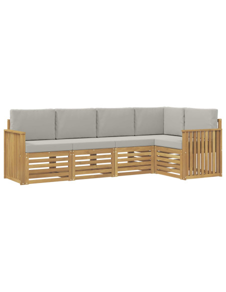Set di divani da esterno 5 pcs Bianco e Grigio Chiaro