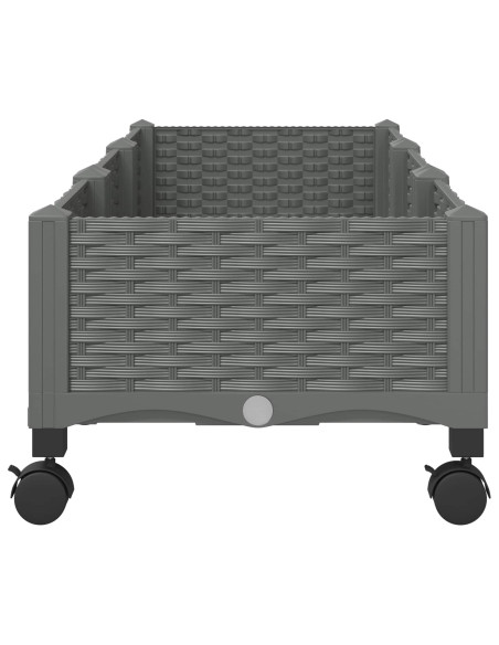 Vaso da Giardino con Ruote Grigio Chiaro 120 x 40 x 33 cm PP