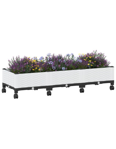 Vaso da Giardino con Ruote Bianco 120 x 40 x 33 cm PP