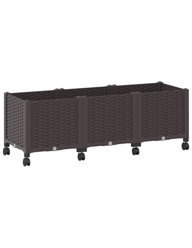 Vaso da Giardino con Ruote Marrone 120 x 40 x 44 cm PP
