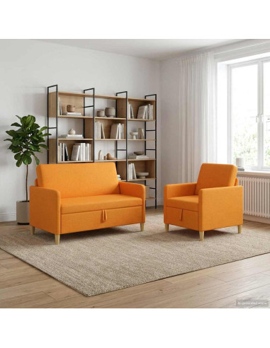 Set di Divani con Storage 2 pcs Giallo Scuro Poliestere