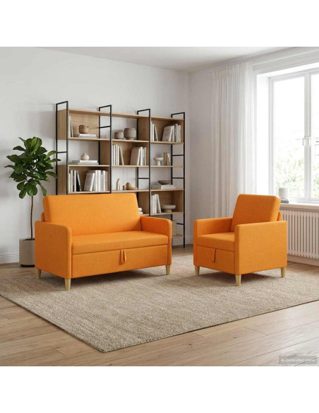 Set di Divani con Storage 2 pcs Giallo Scuro Poliestere