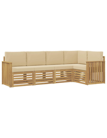 Set di divani da esterno 5 pcs Bianco e Beige