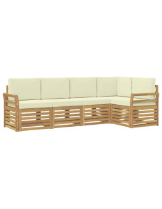Set di divani da esterno 5 pcs Bianco e Crema 2