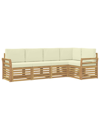 Set di divani da esterno 5 pcs Bianco e Crema