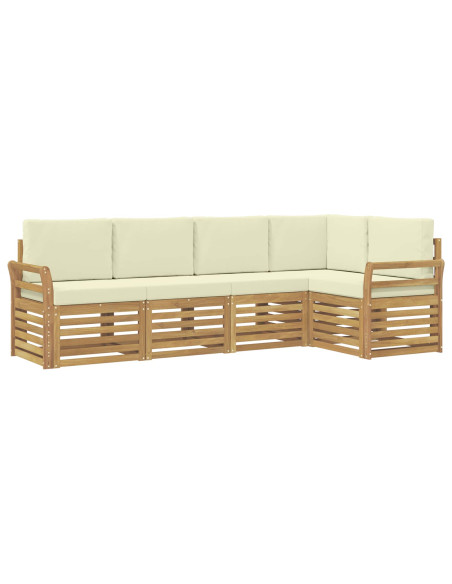 Set di divani da esterno 5 pcs Bianco e Crema