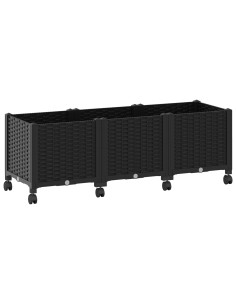 Vaso da Giardino con Ruote Nero 120 x 40 x 44 cm PP 2