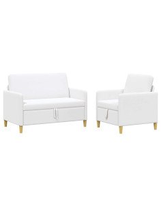 Set di Divani con Storage 2 pcs Bianco Poliestere 2