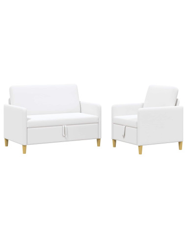 Set di Divani con Storage 2 pcs Bianco Poliestere