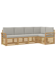 Set di divani da esterno 5 pcs Bianco e Grigio Chiaro 2