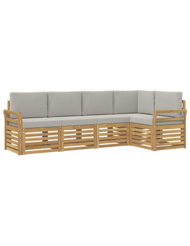 Set di divani da esterno 5 pcs Bianco e Grigio Chiaro