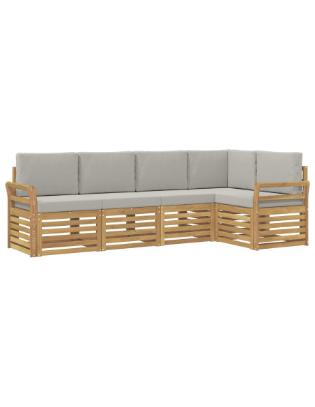 Set di divani da esterno 5 pcs Bianco e Grigio Chiaro