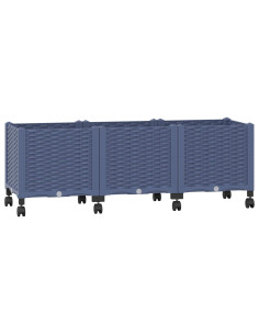 Vaso da Giardino con Ruote Blu Grigio 120 x 40 x 48 cm PP 2
