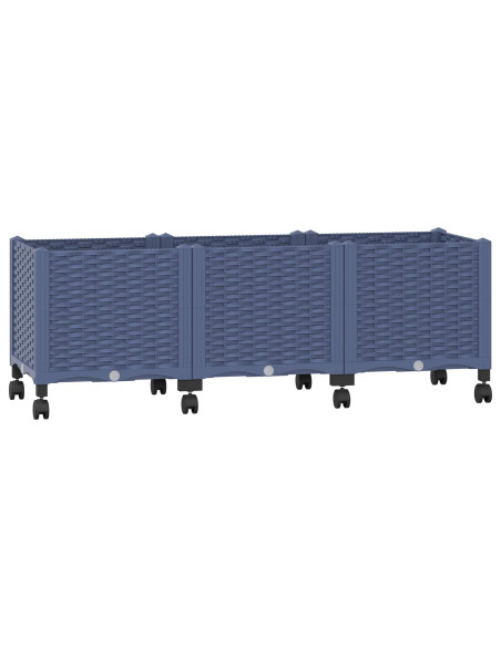Vaso da Giardino con Ruote Blu Grigio 120 x 40 x 48 cm PP