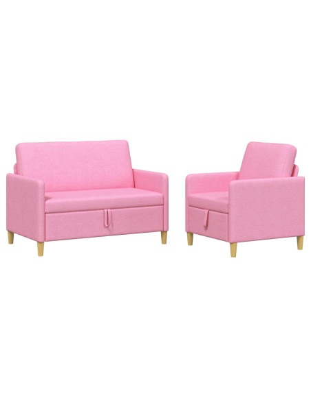 Set di Divani con Storage 2 pcs Rosa Poliestere