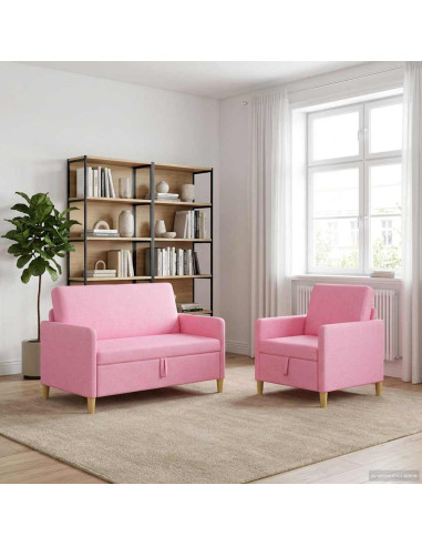 Set di Divani con Storage 2 pcs Rosa Poliestere