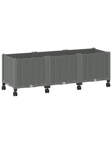 Vaso da Giardino con Ruote Grigio Chiaro 120 x 40 x 48 cm PP