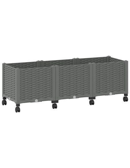 Vaso da Giardino con Ruote Grigio Chiaro 120 x 40 x 48 cm PP